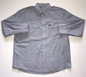 VTG WRANGLER Denim Western Pearl Snap Button Shirt 3XLT Cowboy Rodeo Workwear - Picture 1 of 14
