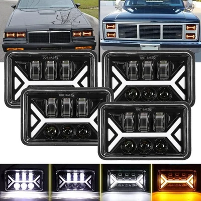 For GMC C4500 C5500 Topkick 2003-2009 4x6 inch LED Headlights Hi-Lo Beam DRL Foto 1 de 4