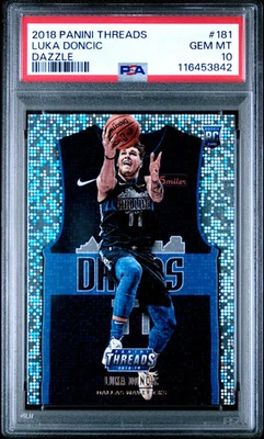 2018 Panini Threads Luka Doncic #181 Dazzle PSA 10 RC Rookie Lakers - Image 1 of 2