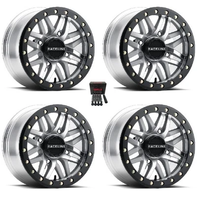 Raceline Ryno Beadlock 15x10 Wide Wheels Machined Polaris RZR 1000 XP (4) Foto 1 de 3