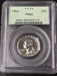 1954 Proof Washington Quarter PCGS PR66 OGH Old Green Holder - Picture 1 of 4