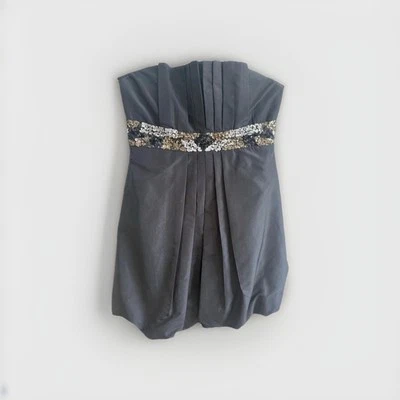 Vestido Adolfo Dominguez Sin Tirantes Negro Plisado Lentejuelas Cintura - Nuevo con Etiquetas Talla 40 Foto 1 de 4