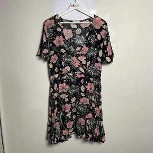 Spell & The Gypsy Collective Winona Faux Wrap Rayon Mini Dress Coal Size L - Picture 1 of 13