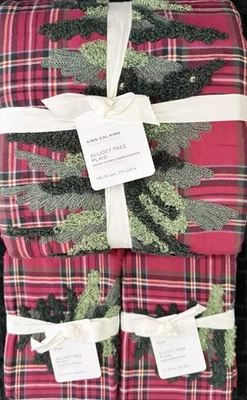 Edredón Pottery Barn Elliot Tree bordado a cuadros King y 2 fundas de euro Foto 1 de 2