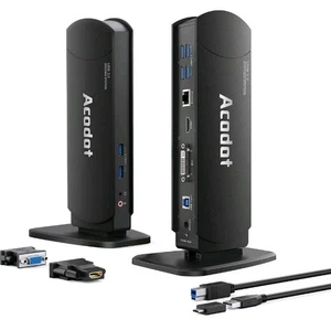 Docking Station Dual Monitor, Acodot 13 in 1 USB 3.0 Laptop Docking UNIVERSAL - Picture 1 of 6