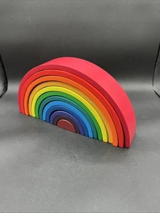 Grimm Stil große Holz Halbkreise 12er Set - pädagogisches Lernspielzeug Regenbogen - Bild 1 von 3