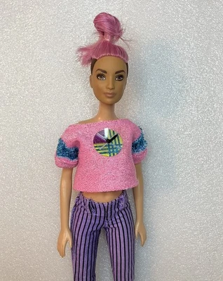 Hybrid Barbie Fashionistas Doll #95 FJF55 Pink  Undercut Hair Head No Curvy Body - Image 1 of 4