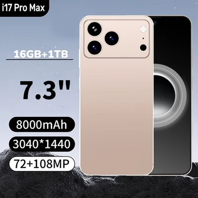 Global Unlocked Dual SIM 5G i17 Pro Max 16+1TB, 8000mAh, 7.3-inch Android Phone - Image 1 of 4