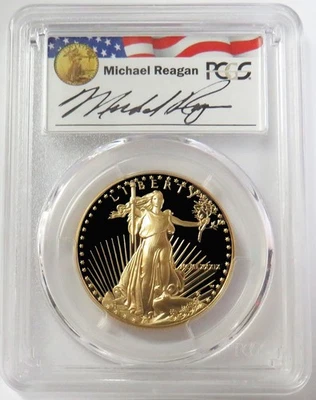 1989 W GOLD REAGAN LEGACY AMERICAN EAGLE $50 COIN 1oz PCGS PR 69 DCAM - Image 1 of 2