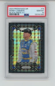 BOBBY LABONTE 1/1 2024 PANINI PRIZM NASCAR BLACK FINITE 1OF1 PSA 10 GEM MINT - Picture 1 of 2