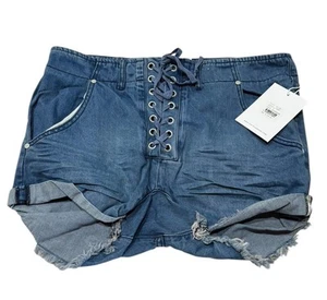 "Pantalones cortos One Teaspoon Vixen Superfreaks tiro bajo con cordones cintura 34"" $120 talla 31 (ot4" - Imagen 1 de 10