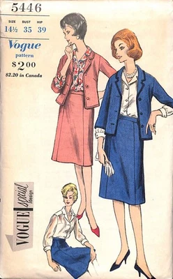 Falda Traje y Blusa Vintage Años 50 Moda Costura Patrón 5446 Busto 35 UC FF Foto 1 de 3