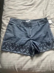 Carolina Belle Ladies Shorts Size 14 Blue With Black Embroidery - Picture 1 of 3