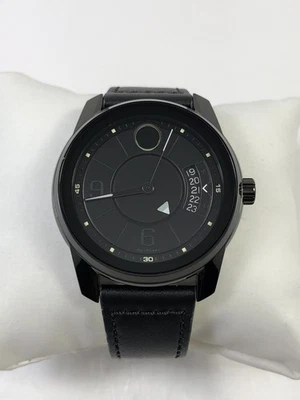 Movado Bold Verso SWISS Quartz Black Dial Leather Strap Men's Watch 3600696 - Image 1 of 4