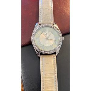 Woman's W by Waltham Watch, Silver Tone and Rhinestone Bezel, Leather Band - Picture 1 of 3