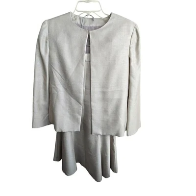 Женская винтажная юбка костюм комплект необработанный шелк зеленый серый открытый передний ручной работы HS169 - Изображение 1 из 4