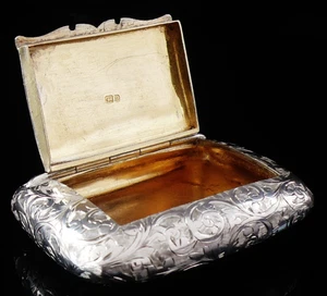 Sterling Silver Snuff Box, Achagour Presentation Hayes Brothers, Birmingham 1892 - Picture 1 of 14