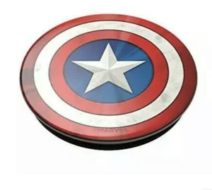 PopSockets: PopGrip w/Swappable Top for Phones &Tablets Captain America Shield - Picture 1 of 6