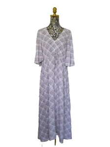 Sussan Ladies White Viscose Check Tiered Dress Size 14  EUC - Picture 1 of 5