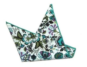 Gascoigne Pocket Square Cotton Floral Paisley Teal Green Purple White Men's - Picture 1 of 2