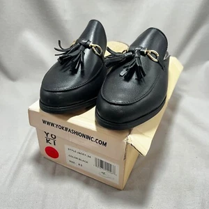 Yoki Moda Jacey-04 Negro Mules Borla Mocasines Deslizables Zapatos Sin Espalda Talla 8.5 - Imagen 1 de 14