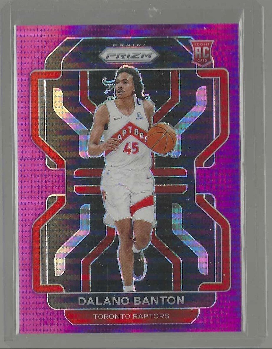 2021-22 Panini Prizm Purple Pulsar Rookie Dalano Banton RC #/35 Toronto Raptors