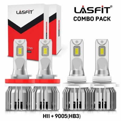 Lasfit Combo H11 9005 LED Headlights Bulb Hi Low Beam Regular Bright White 6000K - Image 1 of 4
