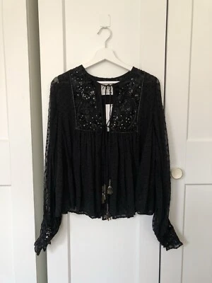 🖤 ZARA DAMEN JACKE BLUSE BESTICKT STICKEREI PAILLETTEN PLUMETIS 🖤 - Bild 1 von 4