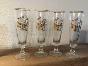 Vintage Set of 4 Champagne Glasses with Gold Golf Clubs by F-O-R-T - Picture 1 of 5