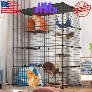 Large Cat Cage Enclosure Indoor DIY Cat Playpen Detachable Metal Wire Kennels... - Picture 1 of 6