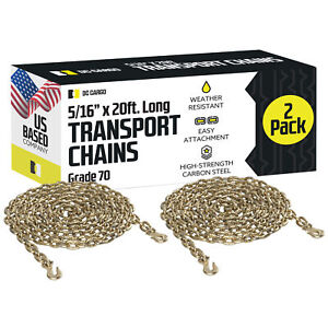 DC Cargo Mall 2-Pack Grade 70 G70 Transport Chain for Cargo Tie-Down, 5/16" X...