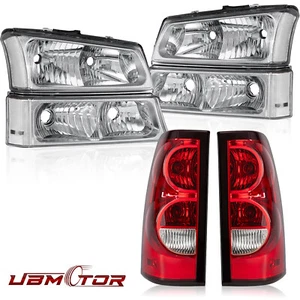 Conjunto de faros cromados + luces traseras rojas para Chevy Silverado 1500 2003-2006 - Imagen 1 de 13