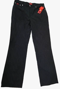 Pantalones de mujer Chaps Denim 12 rayas negras/blancas True American Brand botón - Imagen 1 de 5