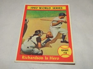 1961 Key Baseball Card # 308 "Richardson Is Hero" Card In Great Condition - Picture 1 of 5