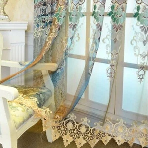 European Embroidery Curtain Fabric Semi-finished Tulle Blackout Window Drape Sew - Picture 1 of 11