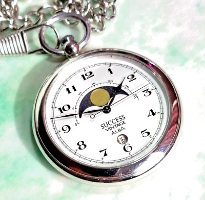 ALBA SUCCESS VINTAGE BY SEIKO Moon Phase Quartz Pocket Watch - Image 1 of 4