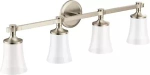 Moen YB0364BN Bathroom Vanity Fixture 4-Light Frosted Glass Brushed Nickel - Picture 1 of 1
