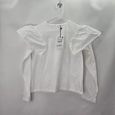NWT ZARA Girl' s Size 13/14 Longsleeves White Top - Image 1 of 4
