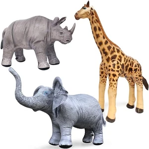 Jet Creations 3 PK Inflable Safari Animales Elefante Jirafa Rinoceronte Fiesta Decoración - Imagen 1 de 8