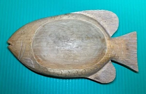 Vtg Wood Carving by Gérard Fortin French Canadian, dare I Say… FISH DISH. Signed - Picture 1 of 6