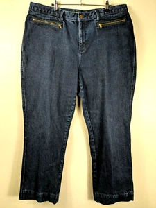 LRL Lauren Jeans Co. Ralph Lauren Straight Leg Denim Blue Zip Pockets Women's 18 - Picture 1 of 15