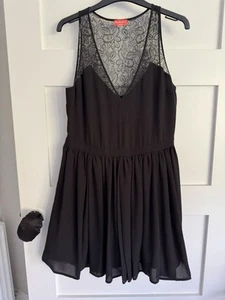 Wonderland By Oasis Size 12 Pleated Black Dress Lace & Mesh Underskirt - Picture 1 of 6
