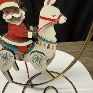 Pull String Llama - 2020 Hallmark Ornament QK1364 - Santa Riding Llama - Picture 1 of 13