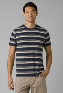 Prana Cardiff SS Pocket T-Shirt Mens XXL 2XL Nautical Striped 55% Hemp! Ret. 49$ - Picture 1 of 3