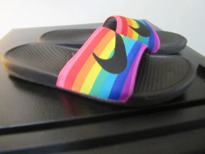 NIKE Gay Pride Rainbow Slides Shoes Gilbert Baker Edition Size 13 - Photo 1/4