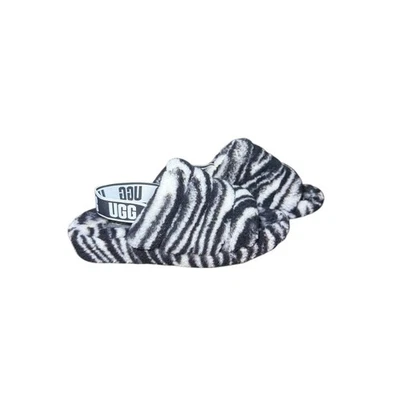Chinelos de pele sintética femininos UGG Fluff Yeah zebra tamanho 9 - Imagem 1 de 4