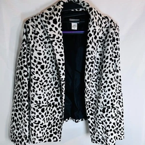 Neiman Marcus Exclusive Leopard Print Black White Sz M Blazer  - Picture 1 of 8