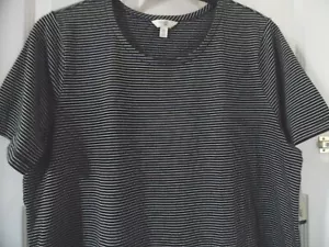 BLACK & WHITE STRIPE T-SHIRT DRESS SHORT SLEEVE TERRA and SKY 0X 14W - Picture 1 of 12