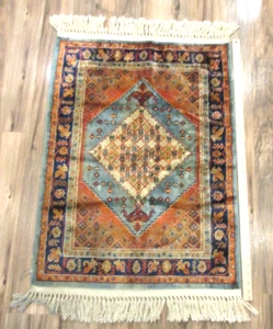 NWT Jaipur Tapestry Rug Diamond Pattern with Fringe Blue/Orange26"x36" Decor - Picture 1 of 4