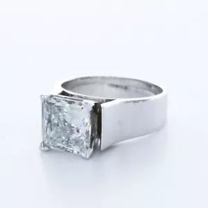 ANELLO SOLITARIO CLASSICO ORO BIANCO 18K PRINCIPESSA DIAMANTE CREATO IN LABORATORIO 3,0 CT D/VVS2 - Foto 1 di 4
